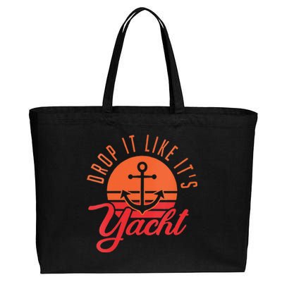 Retro Drop It Likes Its Yacht Funny Sailing Cotton Canvas Jumbo Tote