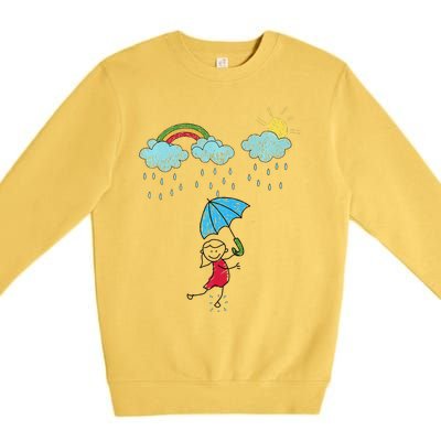 Rainbow Dreams In The Rain Premium Crewneck Sweatshirt