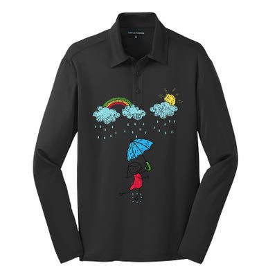 Rainbow Dreams In The Rain Silk Touch Performance Long Sleeve Polo