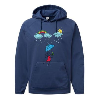 Rainbow Dreams In The Rain Performance Fleece Hoodie