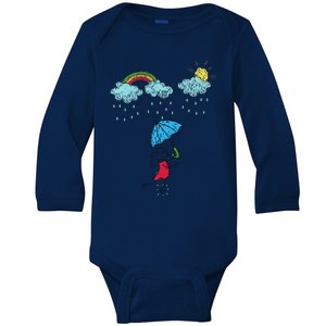 Rainbow Dreams In The Rain Baby Long Sleeve Bodysuit