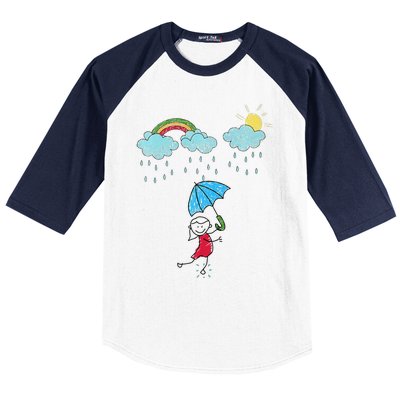 Rainbow Dreams In The Rain Baseball Sleeve Shirt