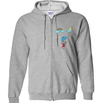 Rainbow Dreams In The Rain Full Zip Hoodie