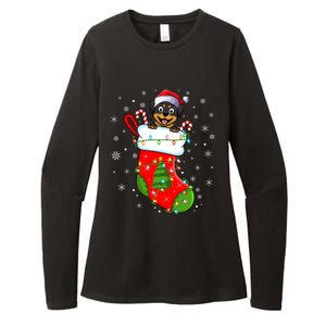 Rottweiler Dog In Christmas Sock Funny Santa Rottweiler Xmas Cool Gift Womens CVC Long Sleeve Shirt