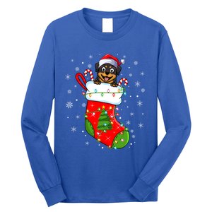 Rottweiler Dog In Christmas Sock Funny Santa Rottweiler Xmas Cool Gift Long Sleeve Shirt