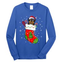 Rottweiler Dog In Christmas Sock Funny Santa Rottweiler Xmas Cool Gift Long Sleeve Shirt