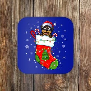 Rottweiler Dog In Christmas Sock Funny Santa Rottweiler Xmas Cool Gift Coaster