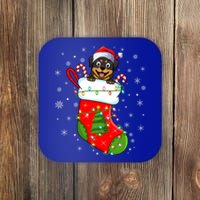 Rottweiler Dog In Christmas Sock Funny Santa Rottweiler Xmas Cool Gift Coaster