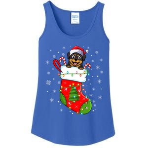 Rottweiler Dog In Christmas Sock Funny Santa Rottweiler Xmas Cool Gift Ladies Essential Tank