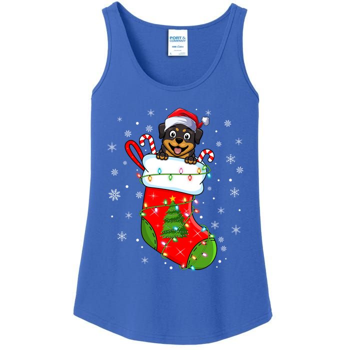 Rottweiler Dog In Christmas Sock Funny Santa Rottweiler Xmas Cool Gift Ladies Essential Tank