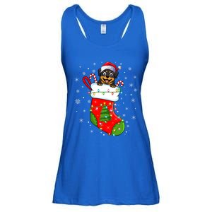 Rottweiler Dog In Christmas Sock Funny Santa Rottweiler Xmas Cool Gift Ladies Essential Flowy Tank