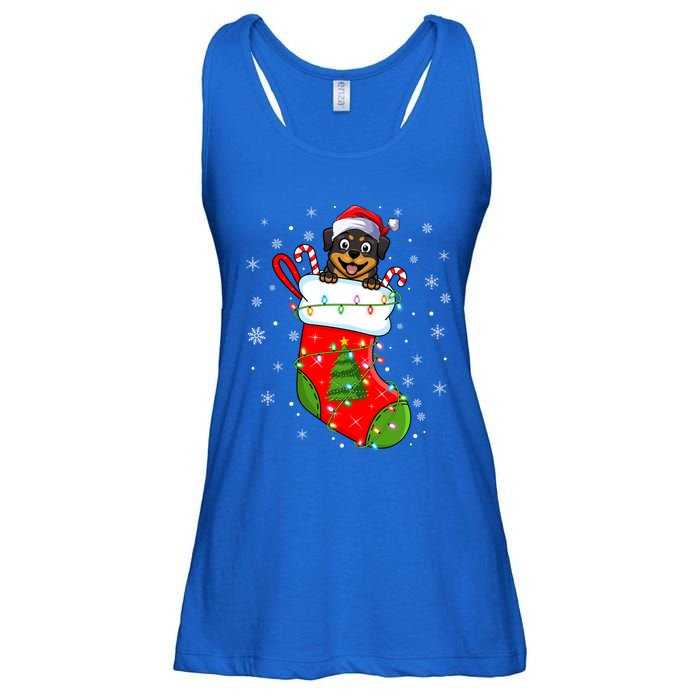 Rottweiler Dog In Christmas Sock Funny Santa Rottweiler Xmas Cool Gift Ladies Essential Flowy Tank