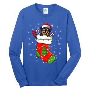 Rottweiler Dog In Christmas Sock Funny Santa Rottweiler Xmas Cool Gift Tall Long Sleeve T-Shirt