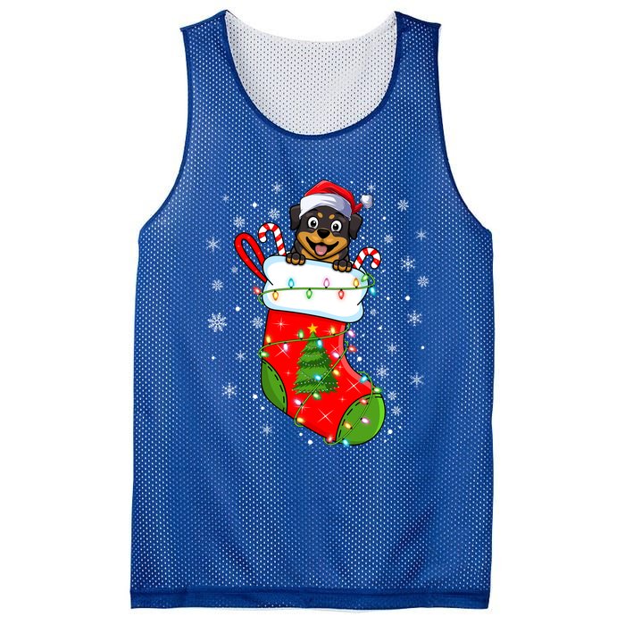 Rottweiler Dog In Christmas Sock Funny Santa Rottweiler Xmas Cool Gift Mesh Reversible Basketball Jersey Tank