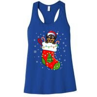 Rottweiler Dog In Christmas Sock Funny Santa Rottweiler Xmas Cool Gift Women's Racerback Tank