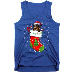 Rottweiler Dog In Christmas Sock Funny Santa Rottweiler Xmas Cool Gift Tank Top