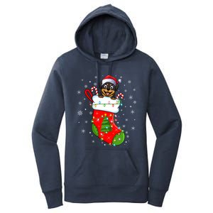 Rottweiler Dog In Christmas Sock Funny Santa Rottweiler Xmas Cool Gift Women's Pullover Hoodie