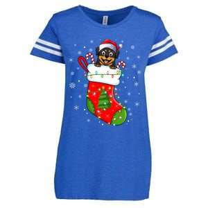 Rottweiler Dog In Christmas Sock Funny Santa Rottweiler Xmas Cool Gift Enza Ladies Jersey Football T-Shirt