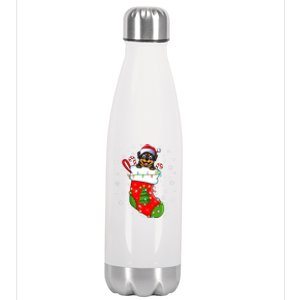 Rottweiler Dog In Christmas Sock Funny Santa Rottweiler Xmas Cool Gift Stainless Steel Insulated Water Bottle