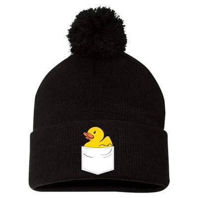 Rubber Duck In Pocket Rubber Duckie Pom Pom 12in Knit Beanie