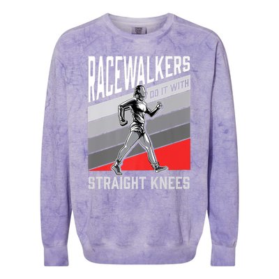 Racewalkers Do It With Straight Knees Meaningful Gift National Walking Day Meani Colorblast Crewneck Sweatshirt