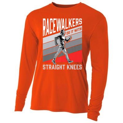 Racewalkers Do It With Straight Knees Meaningful Gift National Walking Day Meani Cooling Performance Long Sleeve Crew