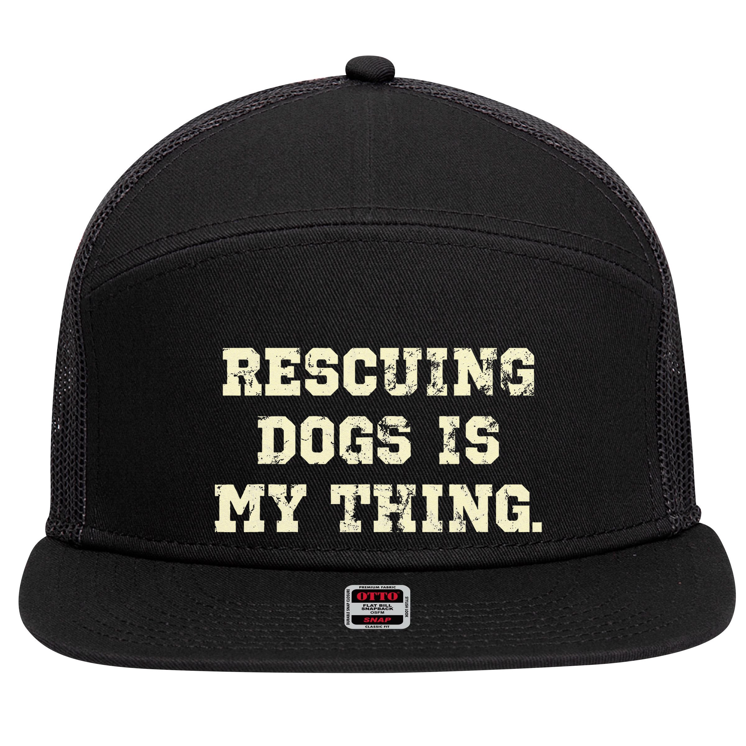 Rescuing Dogs Is My Thing Dog Lover 7 Panel Mesh Trucker Snapback Hat