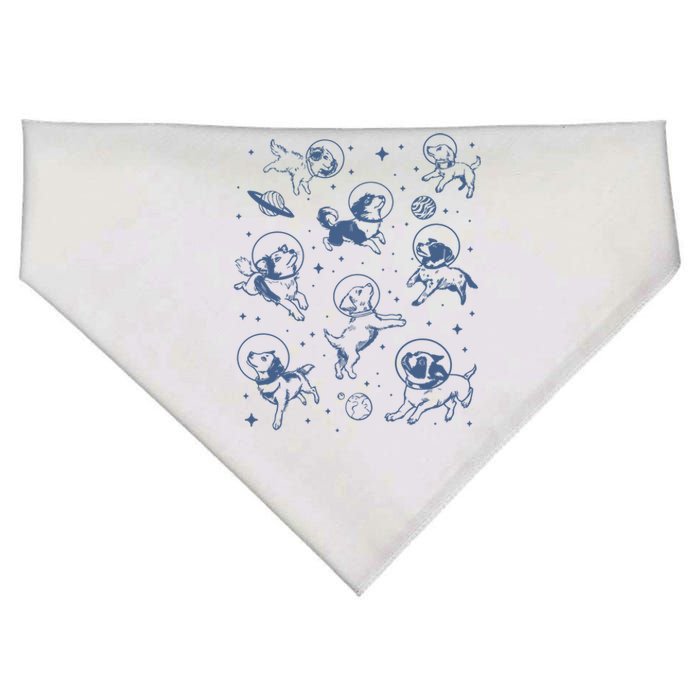 Retro Dogs In Space Funny Galaxy USA-Made Doggie Bandana