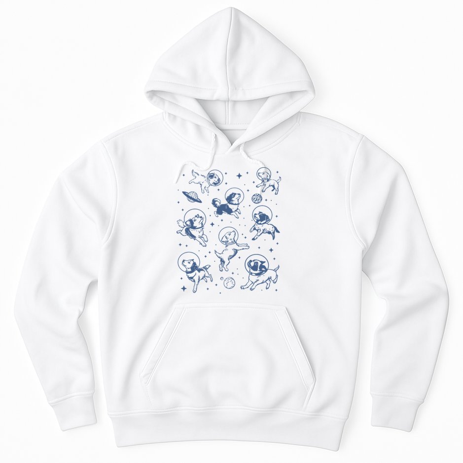 Retro Dogs In Space Funny Galaxy Hoodie