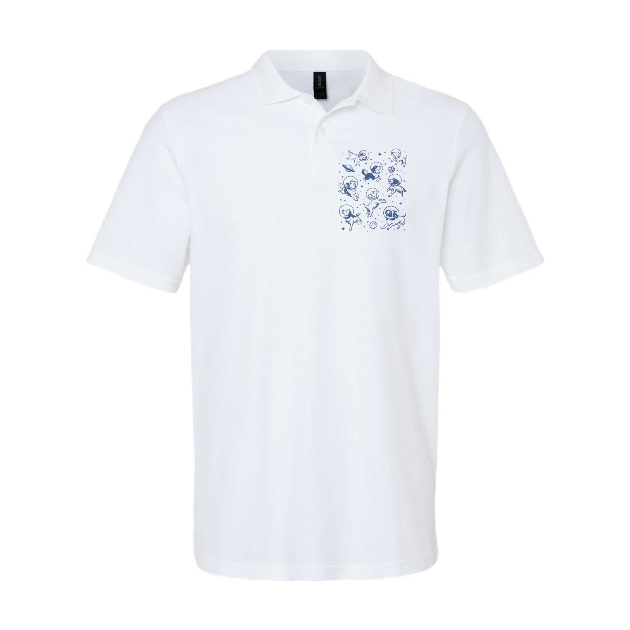 Retro Dogs In Space Funny Galaxy Polo