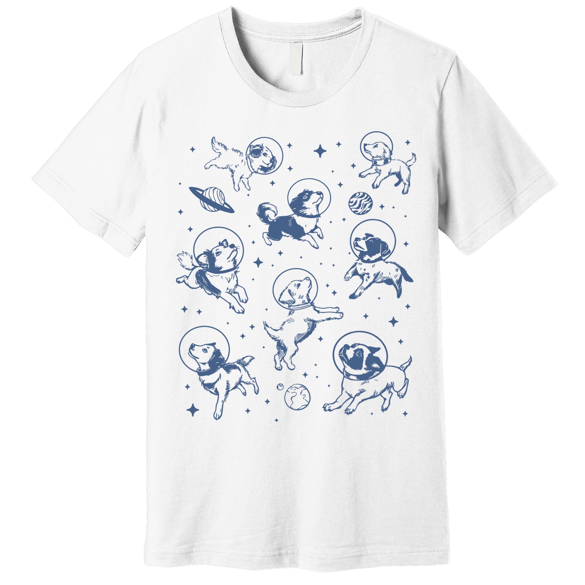 Retro Dogs In Space Funny Galaxy Premium T-Shirt