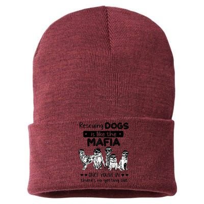 Rescuing Dogs Is Like The Mafia Dog Rescue Dog Lover Sustainable Knit Beanie