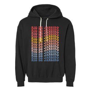 Rio De Janeiro City Groovy Retro Garment-Dyed Fleece Hoodie