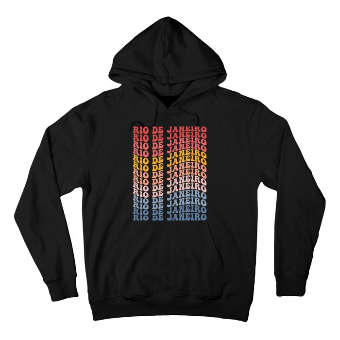 Rio De Janeiro City Groovy Retro Hoodie