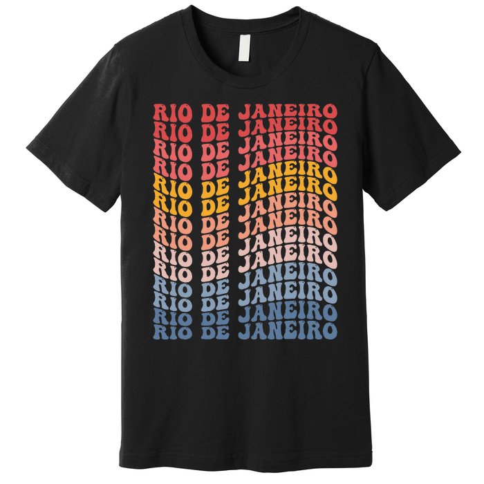 Rio De Janeiro City Groovy Retro Premium T-Shirt