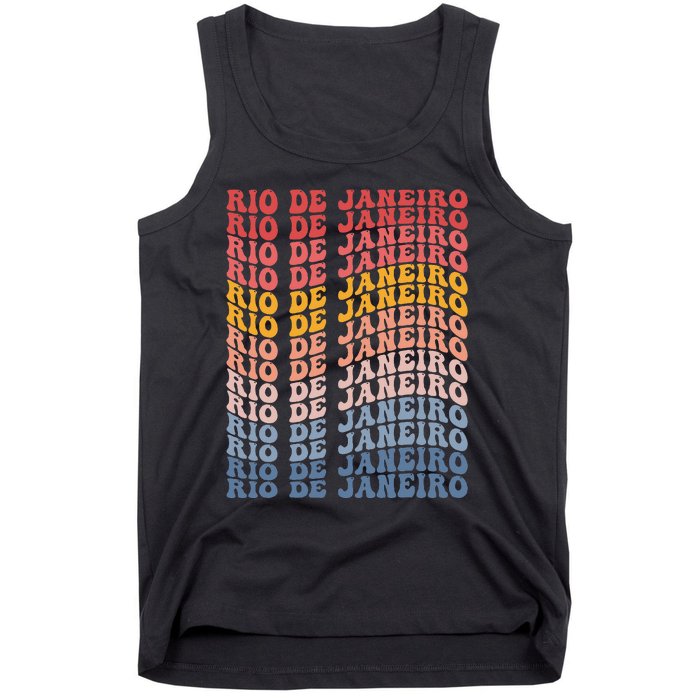 Rio De Janeiro City Groovy Retro Tank Top