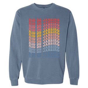 Rio De Janeiro City Groovy Retro Garment-Dyed Sweatshirt