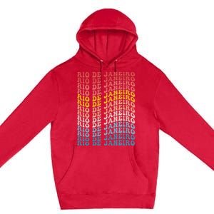 Rio De Janeiro City Groovy Retro Premium Pullover Hoodie