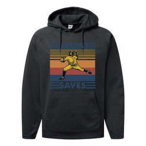 Retro Distressed Jesus Saves Baseball Performance Fleece Hoodie