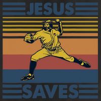 Retro Distressed Jesus Saves Baseball 7 Panel Mesh Trucker Snapback Hat