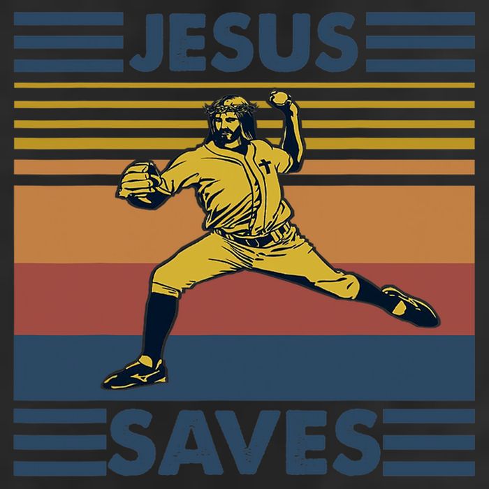 Retro Distressed Jesus Saves Baseball 7 Panel Mesh Trucker Snapback Hat