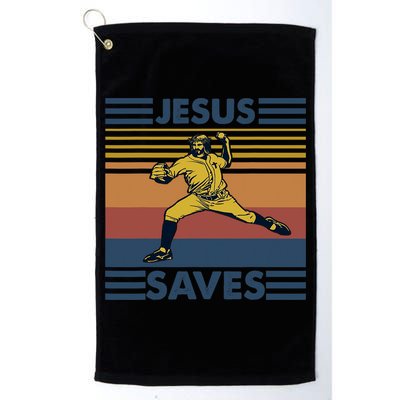 Retro Distressed Jesus Saves Baseball Golf Towel