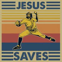Retro Distressed Jesus Saves Baseball Cooling Performance Crew T-Shirt