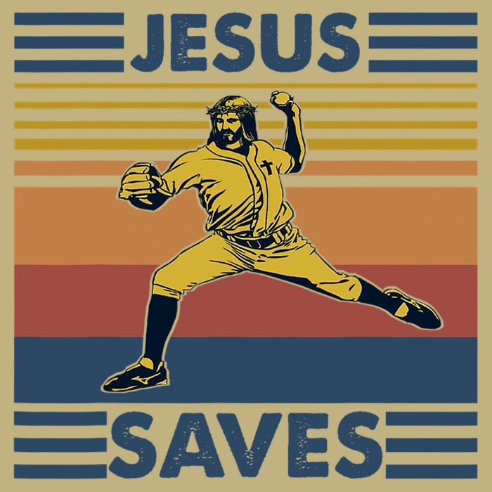 Retro Distressed Jesus Saves Baseball Cooling Performance Crew T-Shirt