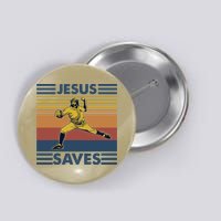 Retro Distressed Jesus Saves Baseball Button