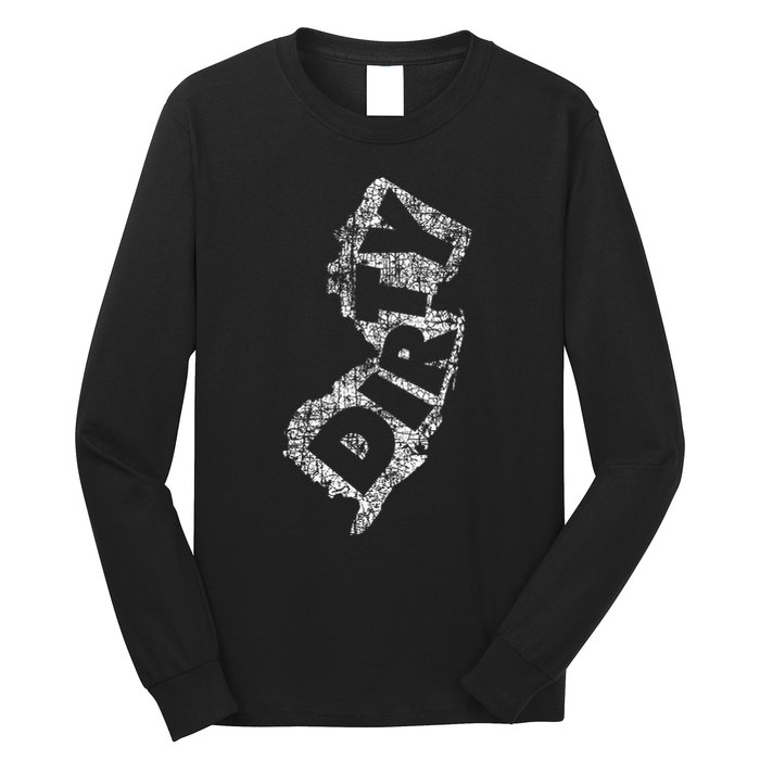 Retro Dirty Jerz Funny New Jersey Beach Long Sleeve Shirt