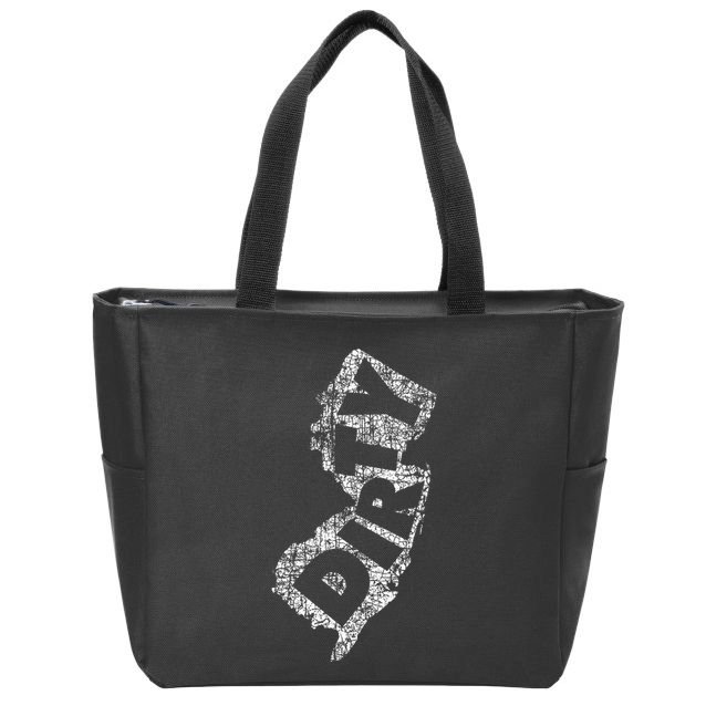Retro Dirty Jerz Funny New Jersey Beach Zip Tote Bag