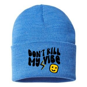 Retro Dont Kill My Vibe Hippie Gift Sustainable Knit Beanie