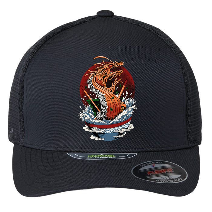 Ra Dragon Kaiju Dragon Japanese Noodle Funny Anime Flexfit Unipanel Trucker Cap