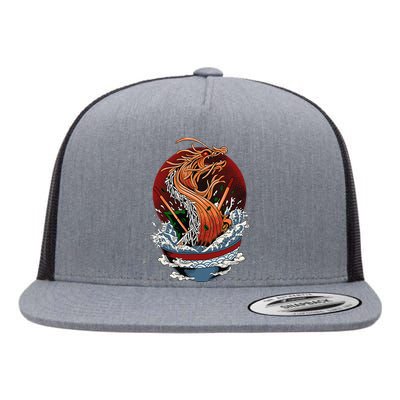 Ra Dragon Kaiju Dragon Japanese Noodle Funny Anime Flat Bill Trucker Hat